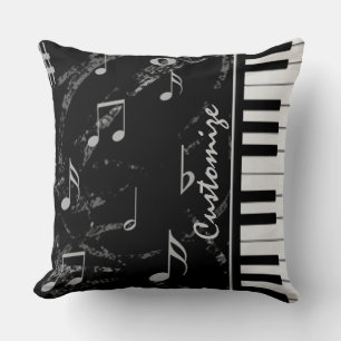 Black and White Piano Music Cushion