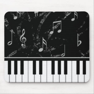 Black and White Piano Music Mouse Pad