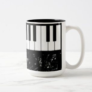 Black and White Piano Music Mug