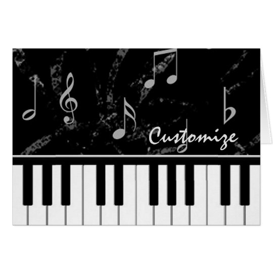 Black and White Piano Music Note Card