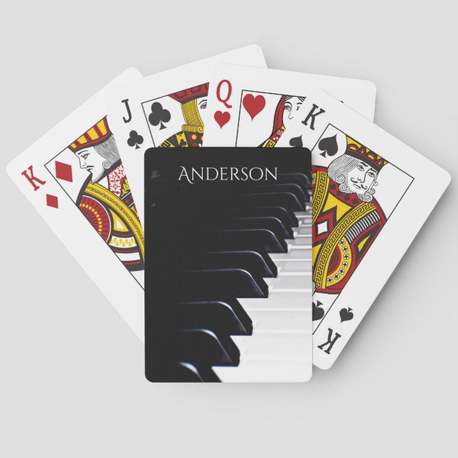 Black and White Piano Music Playing Cards (Back)