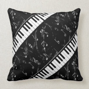 Black and White Piano Music Throw Pillow 2