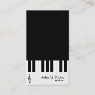 Black and White Piano Musician Business Card