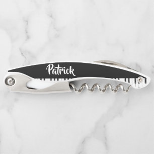 Black and white piano pattern corkscrew