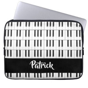 Black and white piano pattern laptop sleeve