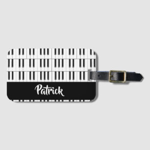 Black and white piano pattern luggage tag
