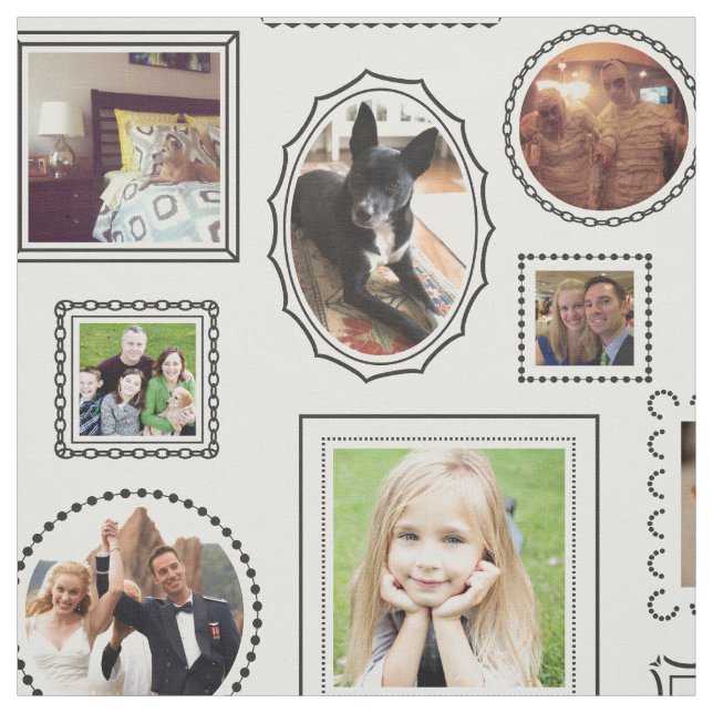 Black and White Picture Frame Pattern Fabric (Swatch)