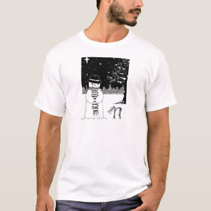 black and white picture of cute snowman Christmas T-Shirt