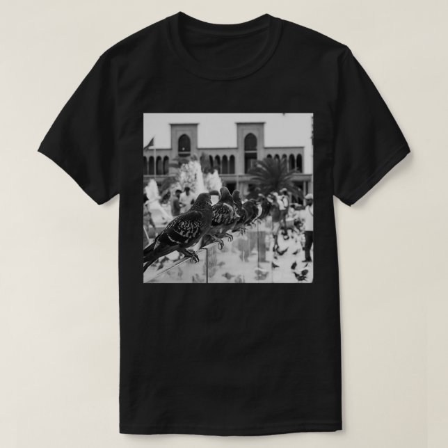 Black and White Pigeon T-Shirt (Design Front)
