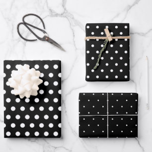 Black And White Pin & Polka Dots  Wrapping Paper Sheet