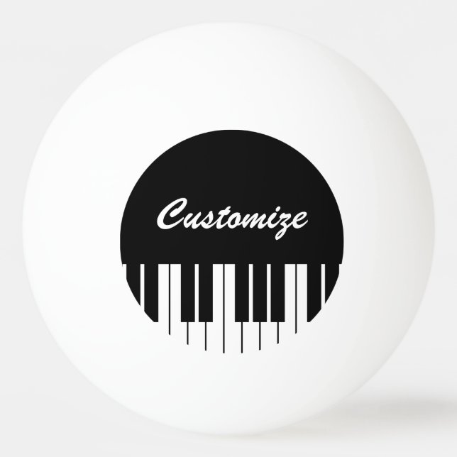 Black and white pina keys custom name table tennis ping pong ball (Front)