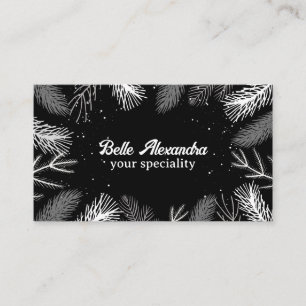 Black and white pine leaves Business Card