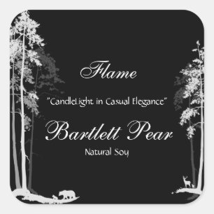Black and White Pine Tree Forest Candle Label