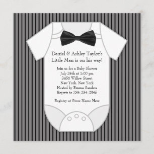 Black and White Pinstripe Baby Shower Invitation