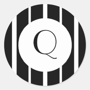 Black and White Pinstripe Classic Round Sticker