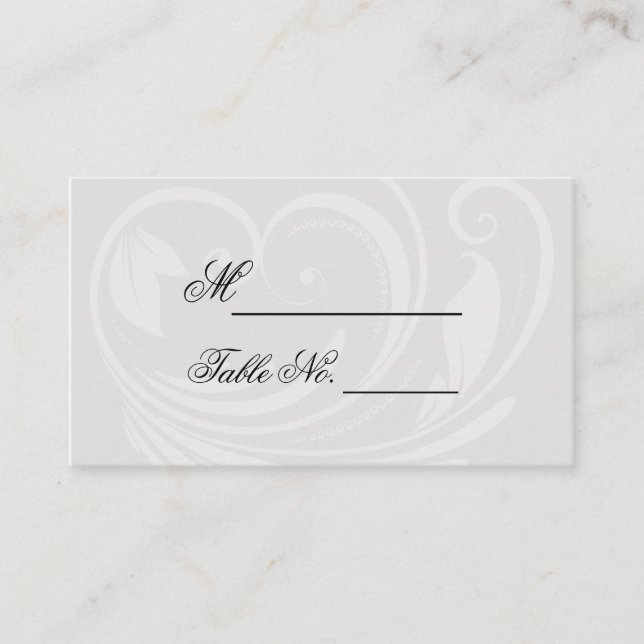 Black and White Pinstripe Heart Wedding Place Card (Front)