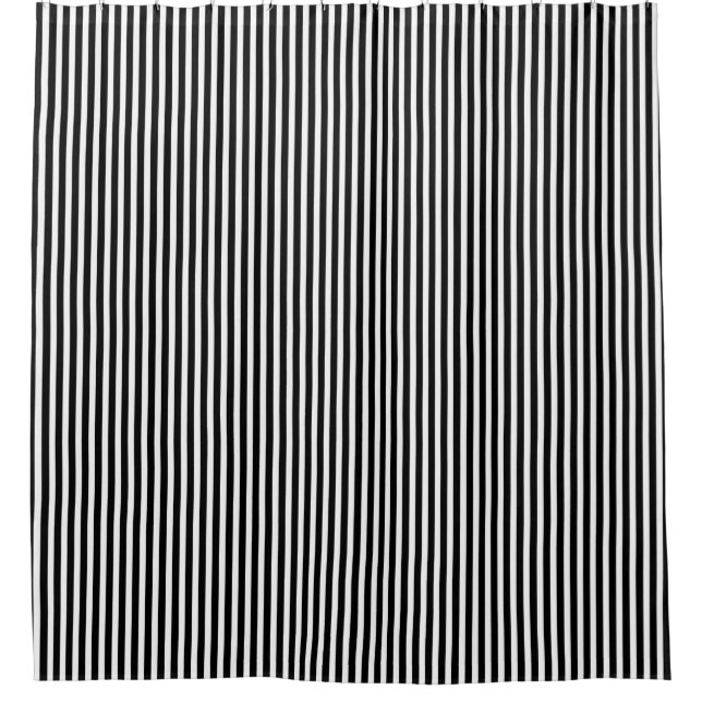 Black and White Pinstripes Pattern Shower Curtain (Front)
