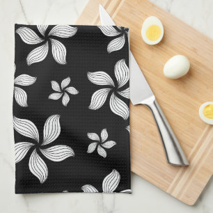 Black and White Pinwheels Tea Towel