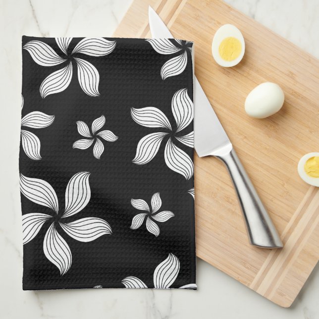 Black and White Pinwheels Tea Towel (Quarter Fold)