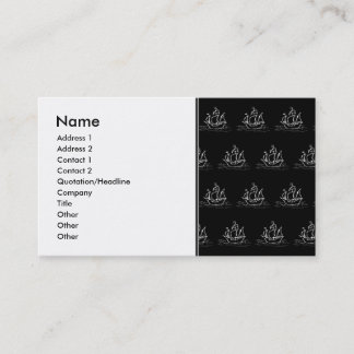 Black and White Pirate Ship Pattern. Business Card