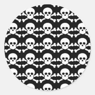 black and white pirate skull classic round sticker