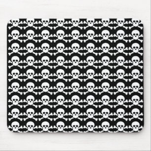 black and white pirate skull mouse mat
