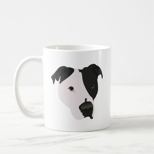 Black and White Pitbull Coffee Mug (Left)