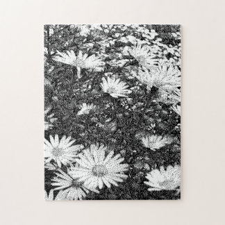 black and white pixel art  jigsaw puzzle