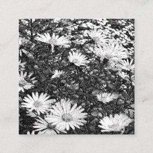 black and white pixel art  square business card