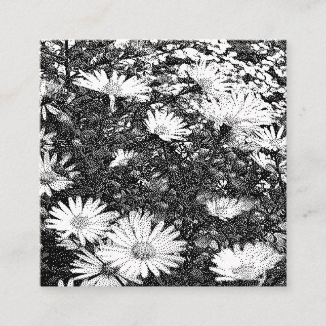 black and white pixel art  square business card (Front)