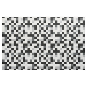 Black and White Pixel Design Fabric