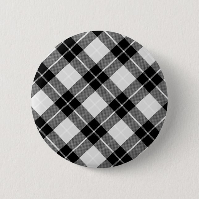 Black and White Plaid 6 Cm Round Badge (Front)