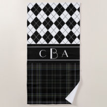 Black and White Plaid and Argyle Monogrammed