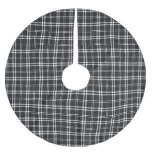 Black and White Plaid Brushed Polyester Tree Skirt