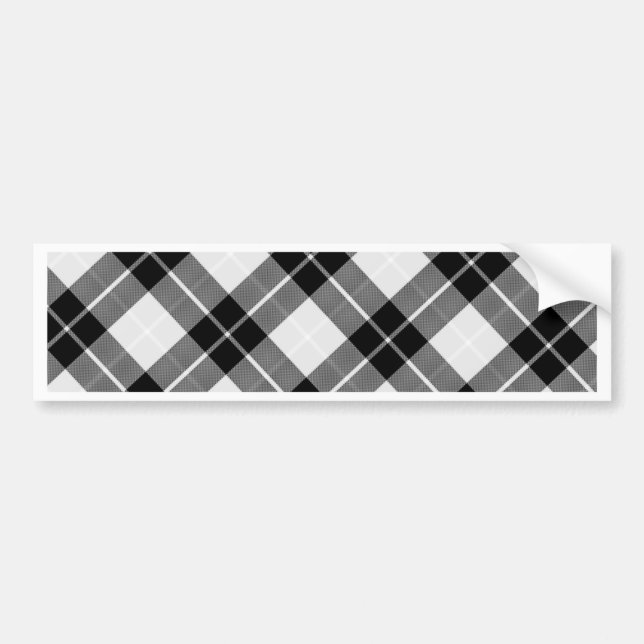 Black and White Plaid Bumper Sticker (Front)