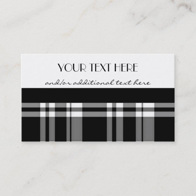 Black and White Plaid Business Card (Front)
