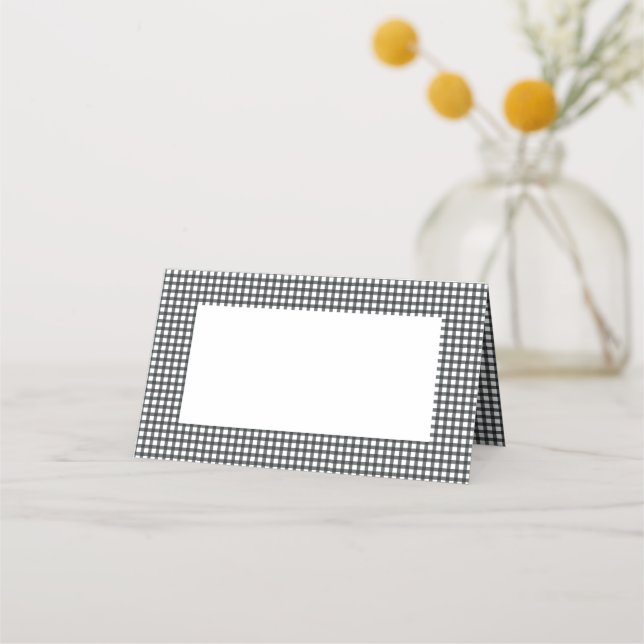 Black and White Plaid Chequered Pattern | Holiday Place Card (Front)