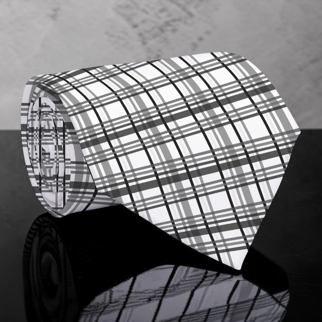 Black and White Plaid Custom Necktie (Creator Uploaded)