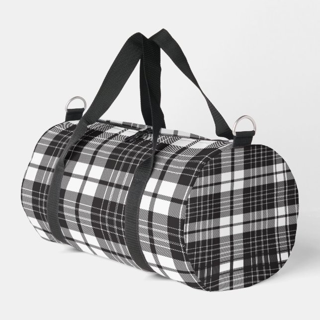 Black And White Plaid  Duffle Bag (Left Corner)