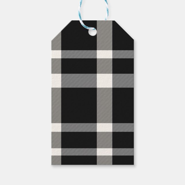 Black and White Plaid Gift Tags (Front)