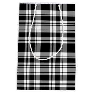 Black and White Plaid Medium Gift Bag
