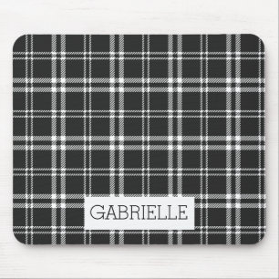 Black and White Plaid Mouse Mat