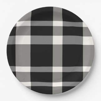 Black and White Plaid Paper Plate