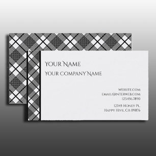 Black and White Plaid Pattern Business Cards