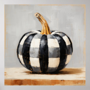 Black and White Plaid Pumpkin Wall Art