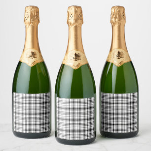 Black and White Plaid Sparkling Wine Label