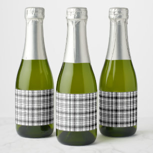 Black and White Plaid Sparkling Wine Label