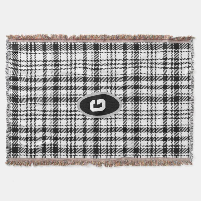  Black and White Plaid  Throw Blanket (Front)