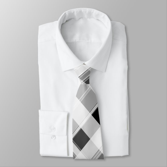 Black and White Plaid Tie (Tied)