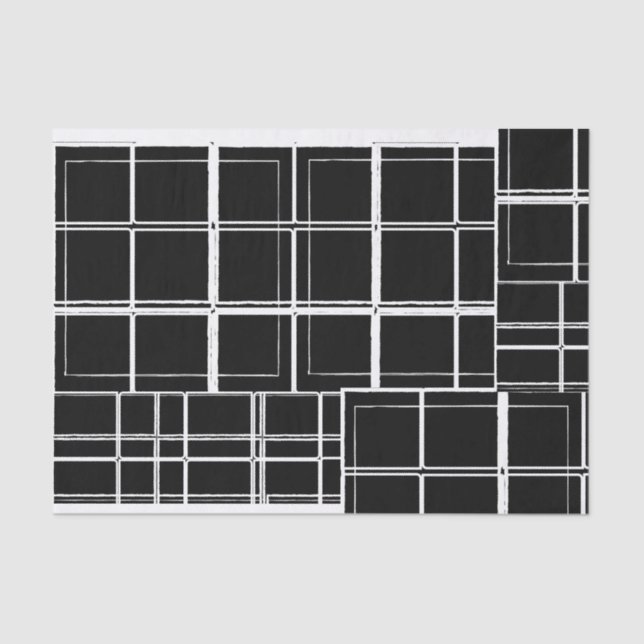 Black and White Plaid Tissue Paper (Front)